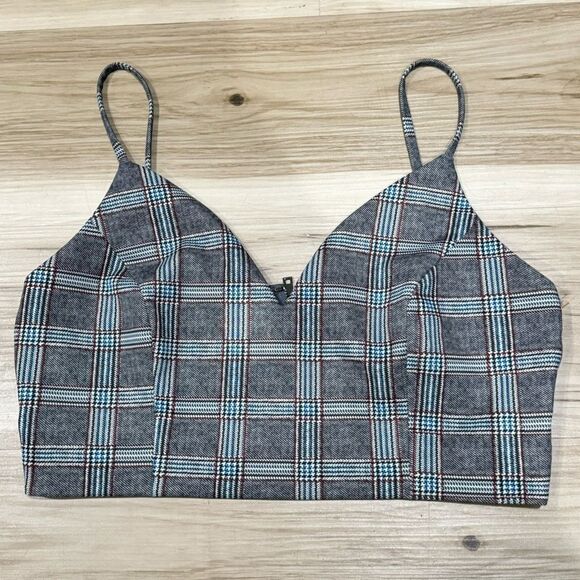 Privy Privately Privileged Plaid Strappy Tank Crop Top Women’s Large - Picture 1 of 4